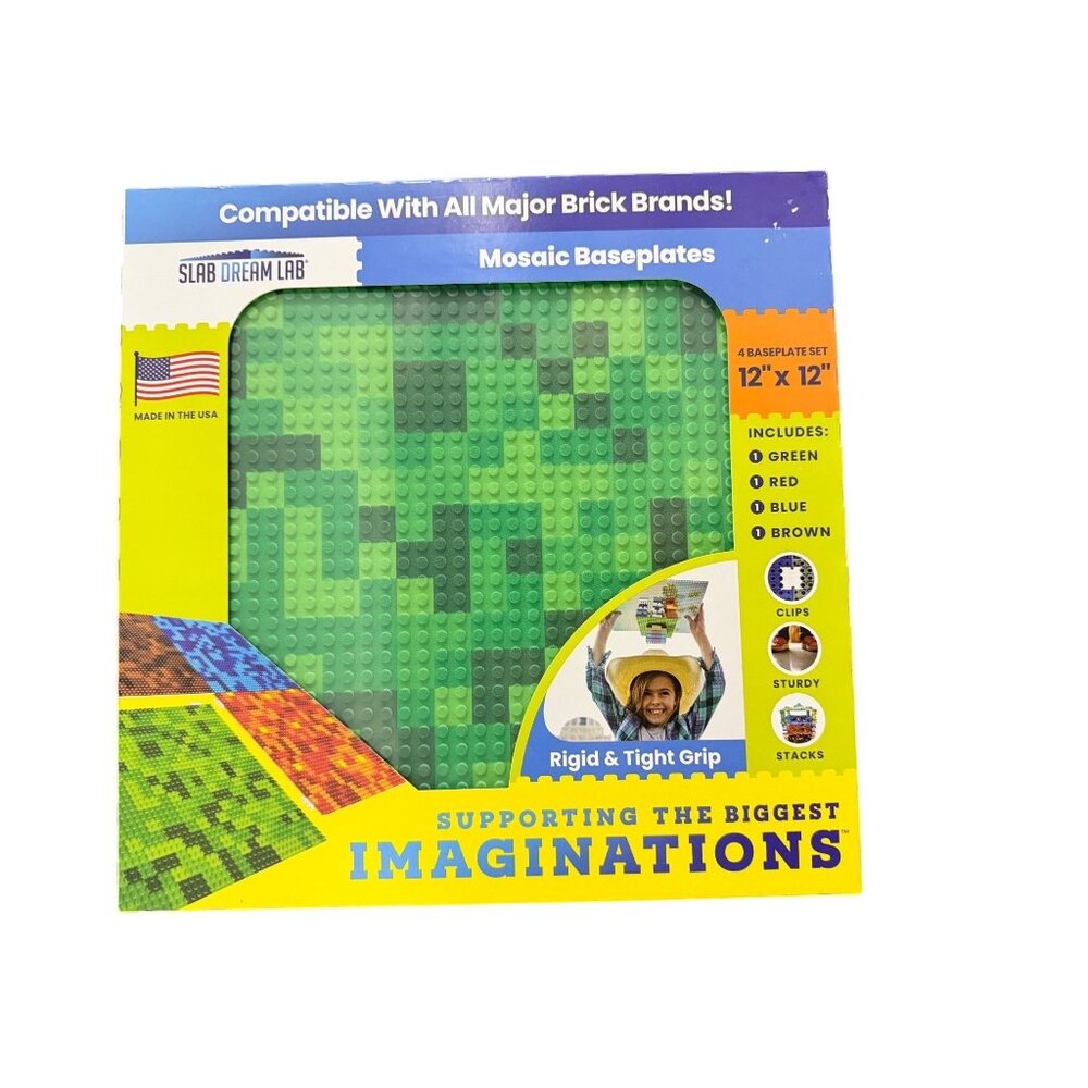 Slab Dream Lab Mosaic Baseplates 4 Pack 12x12 Building Brick Compatible Set